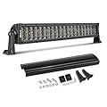 20 Inch LED Light Bar, Niking Auto Quad Row 320W LED Driving Light Spot Flood Combo Off Road Work Light Bumper Fog Lamps with Black Cover for Trucks Pickup SUV ATV UTV Tractor