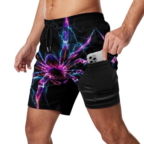 Spider Thunder Mens Swim Trunks with Quick-Drying Lining Beach Shorts for Outdoor Sports2