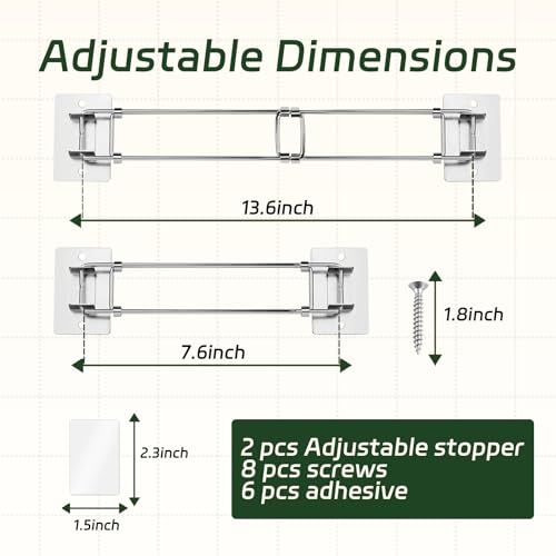 Image of 2 Pcs Rv Shower Corner Storage Length 7.6-13.6 inches,RV Camper Organizer Kit Secure Stick-on Adjustable Bars RV Accessories Closet Rod Hooks Combo for Travel Trailers and Campers