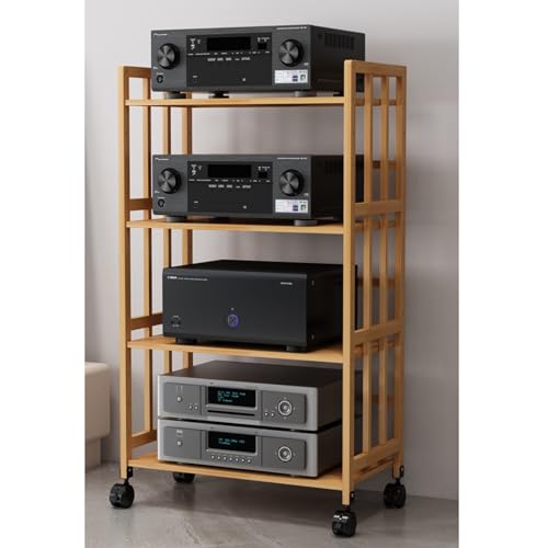Moderno mueble de madera para TV – Elegante consola de doble nivel con soporte giratorio extraíble (50-79 cm) – Ahorro de espacio para salas de estar y oficinas – Altura 53 cm Longitud 50 cm