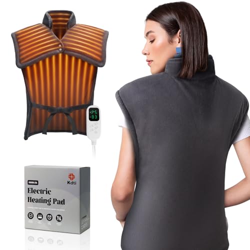 Manta Eléctrica Espalda y Cuello, 80×88 CM Wearable Almohadilla Térmica Eléctrica para Lumbar,...