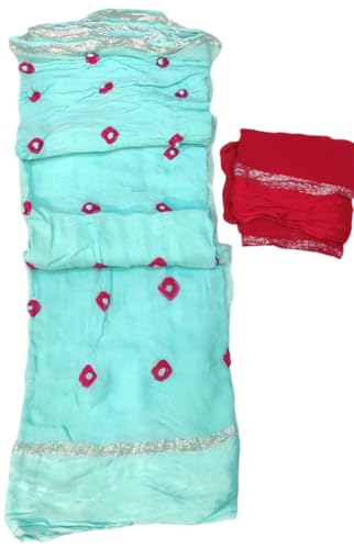 Image of Womens Jaipuri Bandhej Laddu Print Georgette Saree for Women, Pure Satan PTA Fabric