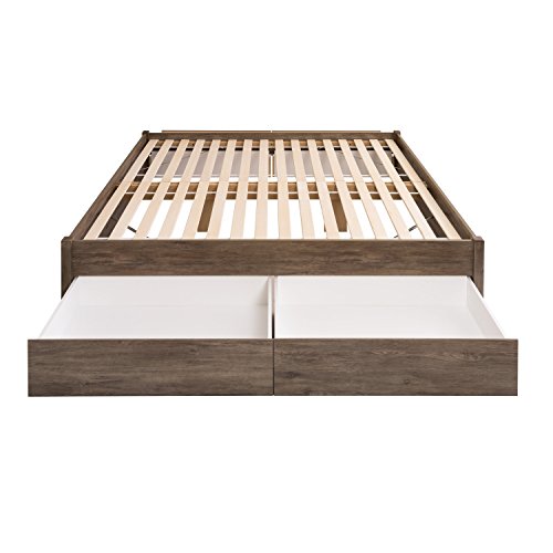 Prepac Select King 4 Post Platform Storage Bed With 4 Drawers, 83" L X 79" W X 16" H, Drifted Gray #TOP4