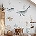 Ocean Wall Decals Watercolor Under The Sea Wild Life Animals Sea Turtles Whales Wall Stickers Waterproof Peel and Stick Removable Ocean