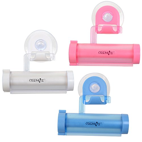 Cosmos Pack of 3 Suction Cup Tube Squeezer Toothpaste Dispenser Holder, Random Colors