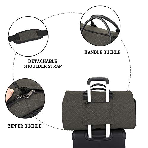 RUIMA Carry on Travel Duffel Garment Bags 2 in 1 Convertible Foldable Shoulder Strap Handing Waterproof Suit Luggage Carrier Oxford for Men- (Olive drab)