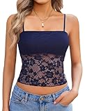 Avidlove Lace Camisole for Women Sexy Tank Top Going Out Y2K Fashion Top Lace Crop Tops Summer Trendy Tops Navy Blue