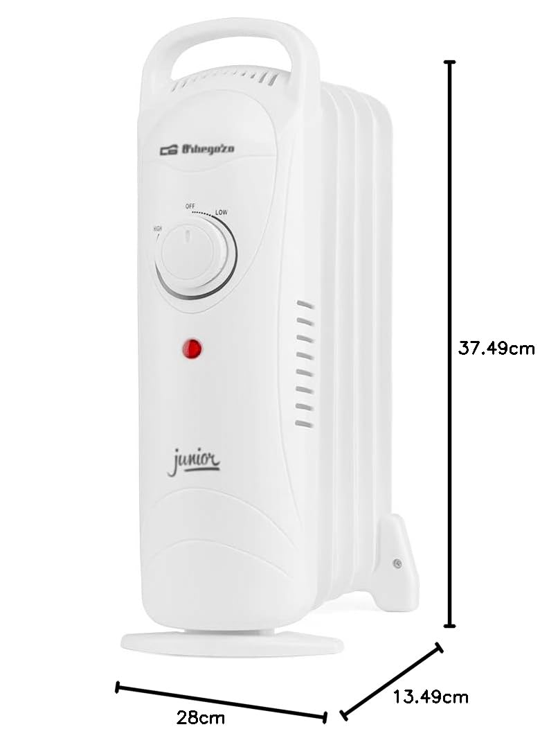 Orbegozo RO 720 - Radiador de aceite Junior, Protección Sobrecalentamiento, Silencioso, Asa de transporte, 700 W