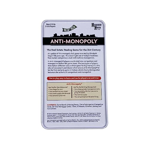 Anti-Monopoly Game Tin Travel By University Games |The Real Estate Trading Game For The 21St Century | Fun, Challenging Game In Travel Tin | For Ages 8 Years And Up #TOP1