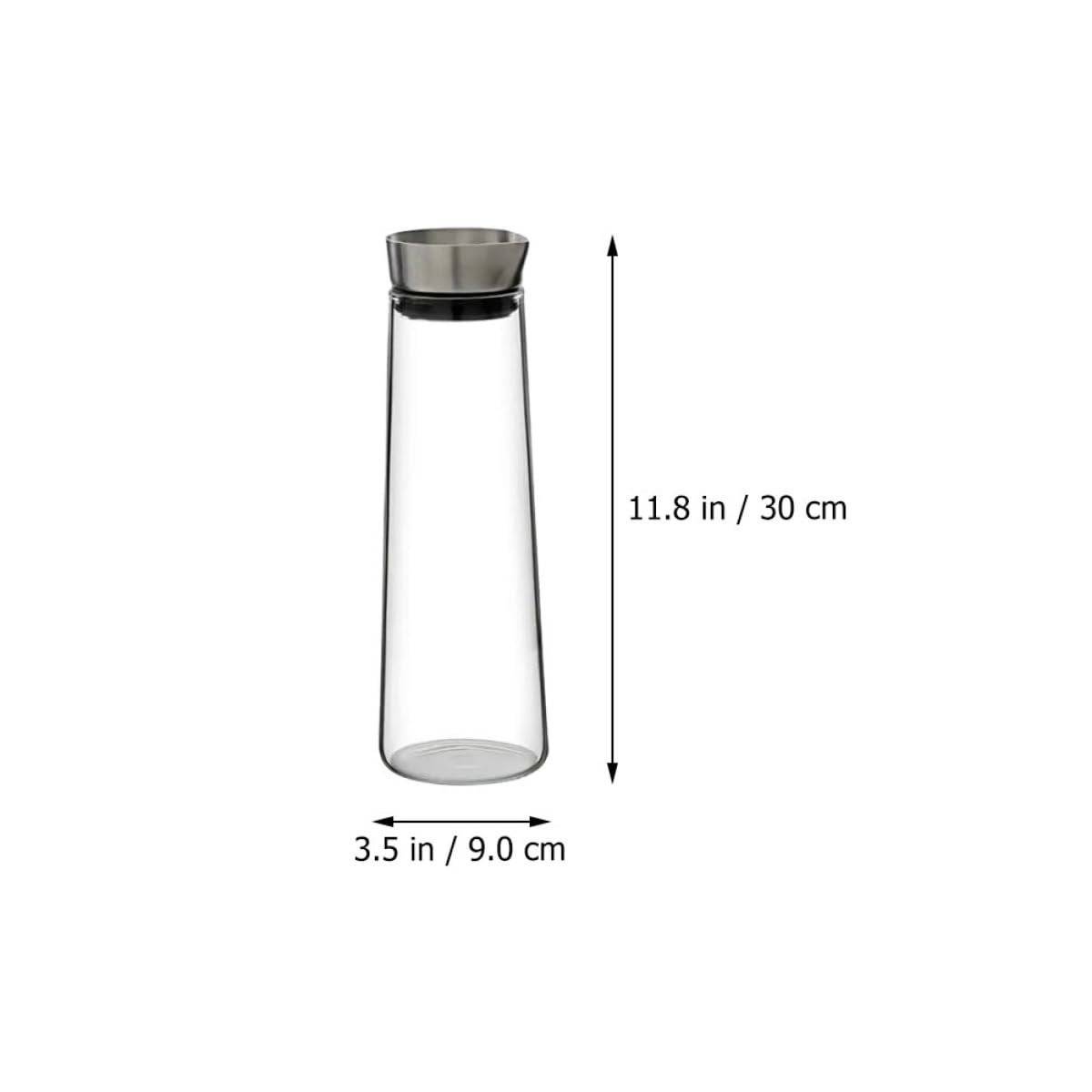Jarra de Agua Fría de Vidrio de Borosilicato 1L Tapa de Acero Inoxidable Diseño Antidesbordamiento Recipiente Transparente para Bebidas en Casa y Oficina