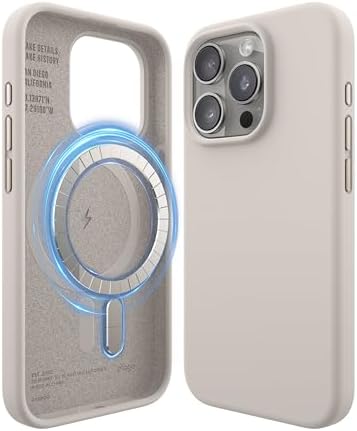 elago Magnetyczne Silikonowe Etui Kompatybilne z iPhone 15 Pro 6,1", Kompatybilne Ze Wszystkimi Akcesoriami MagSafe, Wbudowane Magnesy, Miękki Silikon, Odporne Na Wstrząsy
