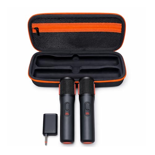 JBL PartyBox Wireless Mic - 2X Digital Wireless Microphones, Rechargeable Battery, Compatible with All PartyBox Speakers (Black) Including Winguard Protective Travel Case