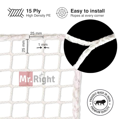 Mr. Right Pigeon Nets for Balconies (8X12 Ft, White), Anti Bird Control Net, Heavy Duty HDPE Mesh Net for Balconies (8X12 Ft), Installation Kit Included