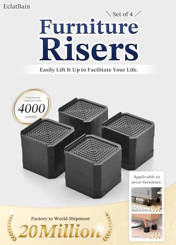 Image of EclatBain Adjustable Bed Risers 1.5 Inch, 4000 lbs, 4 Pack Brown