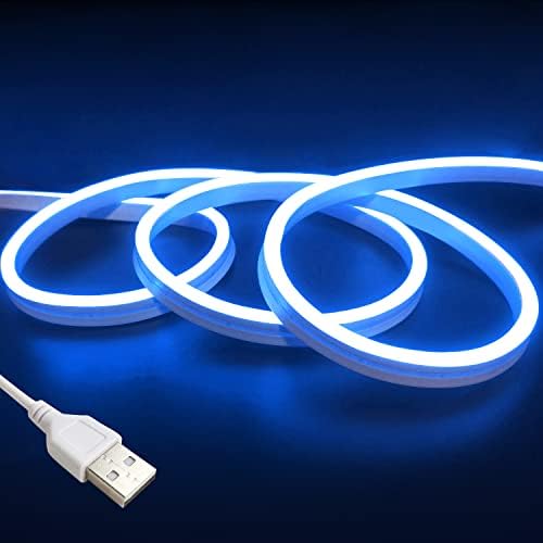 vimeepro 5V USB LED Strip Lights 6.6ft neon Lights Strip Flexible Waterproof Neon LED Rope Lights for Indoor and Outdoor Bedroom TV Backlight Cabinets etc (Power Adapter Not Included/Blue)