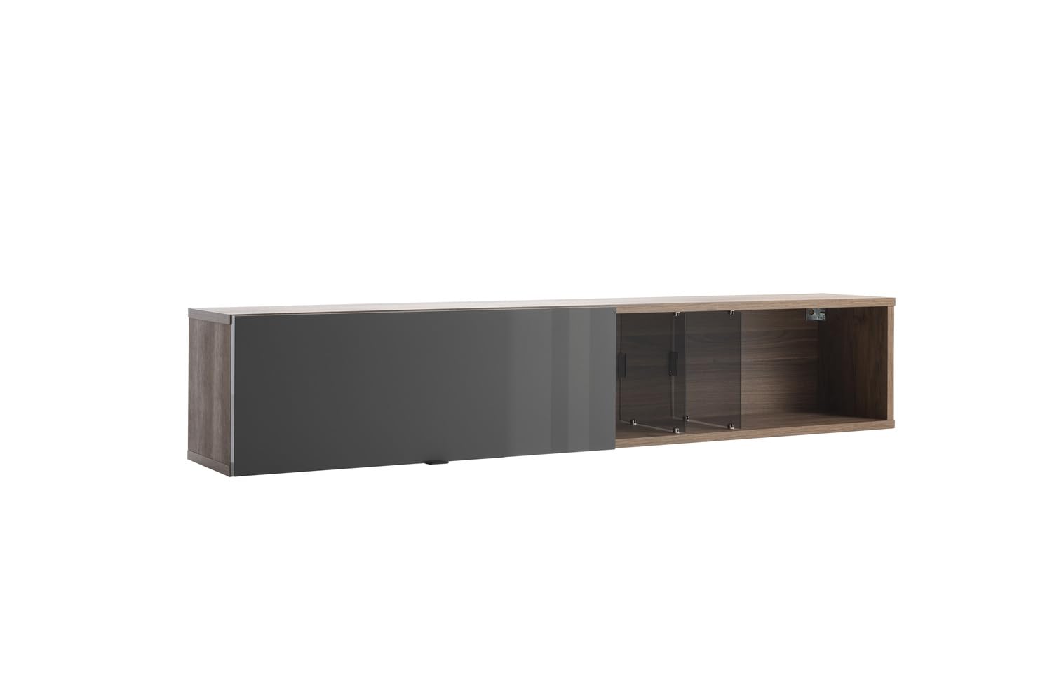 Composad | Soggiorno Completo della Linea INFINITO, set di 6 Mobili, Pensile, Mobile Porta TV, Madia, Tavolino da Salotto, Noce Brera e Grigio Titanio Laccato, Made in Italy