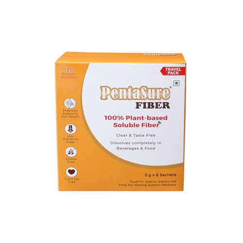 Image of PentaSure Fiber - Resistant Maltodextrin - 40g (5g*8 Sachet) | Tasteless, Odourless, Clear | 100% Soluble Prebiotic for Gut & Metabolic Health | 9g Fiber per 10g Powder