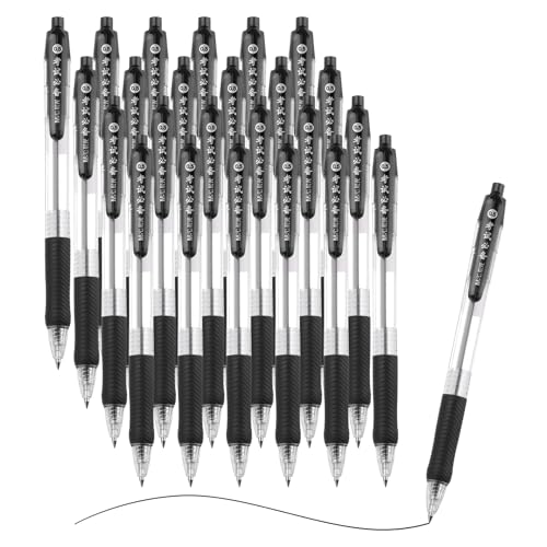 Bolígrafo retráctil PATIKIL contra manchas de tinta: punta media 0.5 mm limpia, 24 piezas