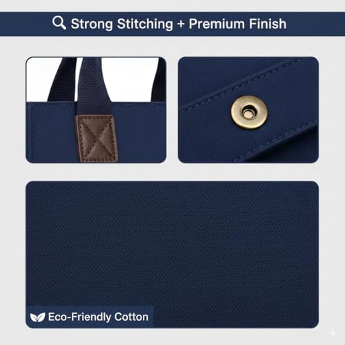 Image of Cotton Canvas Tote Bag for Women & Men | Stylish Shoulder & Crossbody Handbag with Zipper For Boys Girls & Adults | hand bags for woman & Man | College, Office, Travel & Daily Use, Shopping