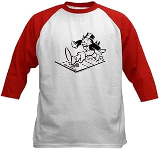 CafePress Monopoly Rich Uncle Pennybags Ru Kids Baseball Tee Kids Cotton Baseball Jersey, 3/4 Raglan Sleeve Shirt Red/White