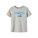 FORTNITE NAME IT Nkmalonso Fortnite SS Top Box Bfu Camiseta, Gris, 134-140 cm para Niños