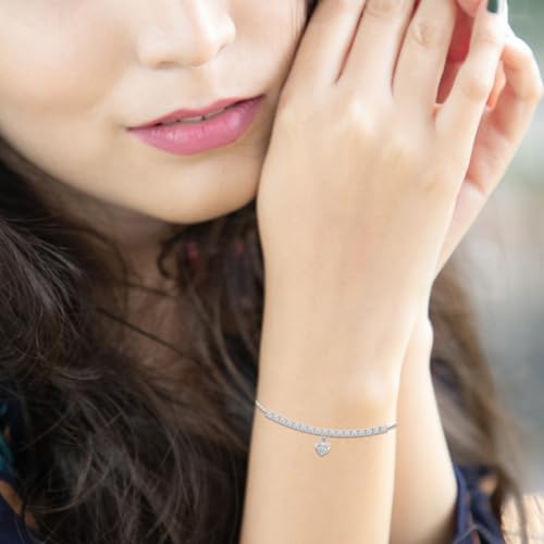 Image of 925 Sterling Silver Adjustable Bracelet for Women | Heart Link, Infinity, Leaf & Floral Inspired Design | Elegant Daily Wear Fashion Jewellery Gift for Girls & Women