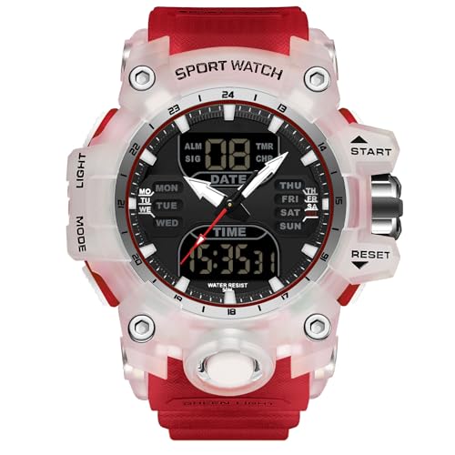 RORIOS Orologio Militare da Uomo Sportivo Multifunzione - Digitale Quarzo Doppio Display 5ATM