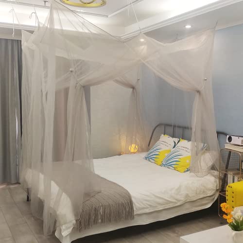 No-See-Um Mesh Square Mosquito Net For Queen Size Bed 2 Openings Netting Mosquito Net For Beds, Finest Holes Mesh 2000 Mosquito Netting For Bed (Square Queen Grey Color) #TOP4