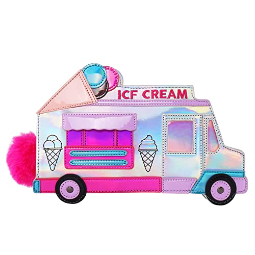 KUANG! Girls Cute Bus Taxi Shaped Chain Shoulder Bag Ice Cream Embroidered letter Women Crossbody Purse Handbags for Women