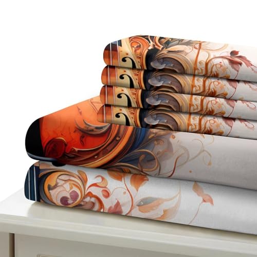 Housse de couette violon 140x200 parure de lit microfibre 3D pour lit simple ado - 7