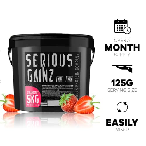The Bulk Protein Company, SERIOUS GAINZ - Whey Protein Powder - Weight Gain, Mass Gainer - 30g Protein Powders (Strawberry, 5kg) - Image 4