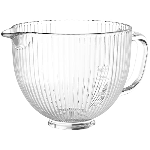 HOZODO Glass Mixer Bowl for KitchenAid 4.5 & 5-Qt Tilt-Head Stand Mixers