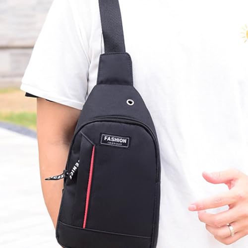 Multipurpose Strap Bag Crossbody Backpack with Headphone Hole Strap Backpack Hiking Backpack Crossbody Chest Bag (Black)2