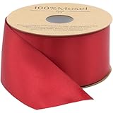 100% Mosel Satinband, in Rot (50 mm x 24 m), matt glänzendes Geschenkband, edles Schleifenband zum Dekorieren & Basteln, zum Einpacken besonderer Geschenke, für Hochzeit, Weihnachten uvm.