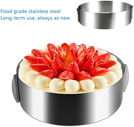 Does not apply Adjustable Cake Ring Stainless Steel Mousse Round Mold 6 to 12 Inch Cake Mold for Baking Cooking Crumpets Eggs Pastry Desser
