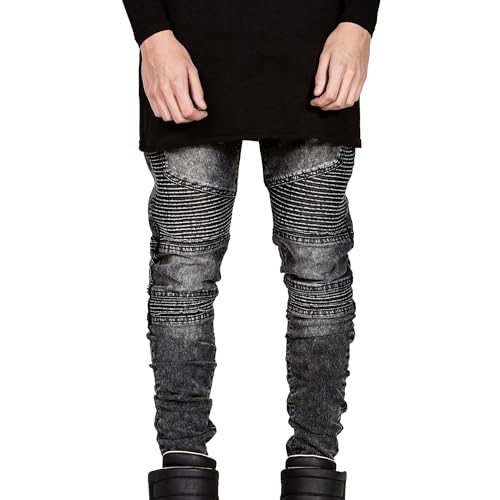 Jean de moto classique pour homme coupe athlétique droite et zip
