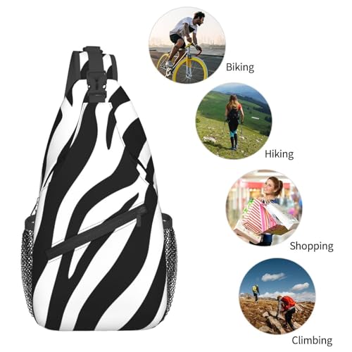 Bolso bandolera con textura cebra negra ajustable para mujer y hombre miniatura 6