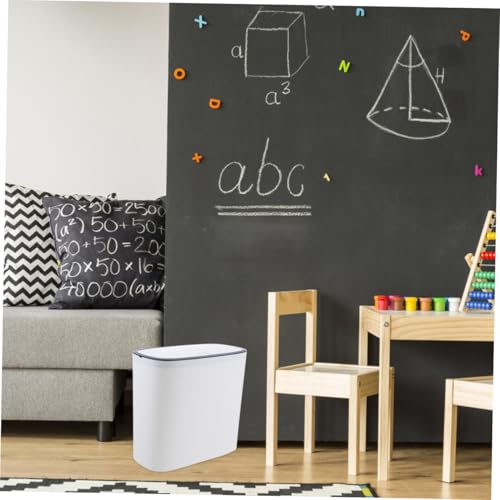 Caneca de basura rectangular blanca con tapa tipo push miniatura 4