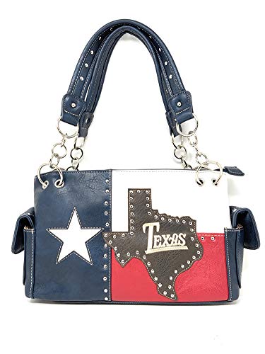 Premium American National Flag Rhinestone Handbag, Messenger bag, Wallet in Multi Colors (Texas State Map Set)2