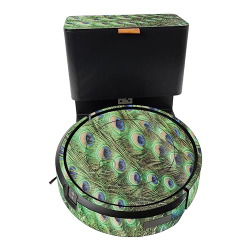 Glossy Glitter Smart Home Skin Compatible with iRobot Roomba J5 Plus - Peacock Pattern - Premium 3M Vinyl Protective Wrap Decal Cover - Easy to Apply | Crafted in The USA by MightySkins