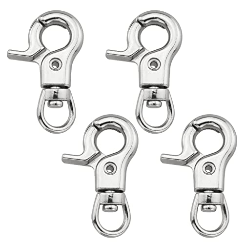Image of Snap Hook DGHAOP 4pcs Zinc Alloy 30mm Key Chain Snap Hook Door Lock Pets Cage Hook Belt Clip for Any Suitable Cage, Dog Traction Rope, Silver Tone