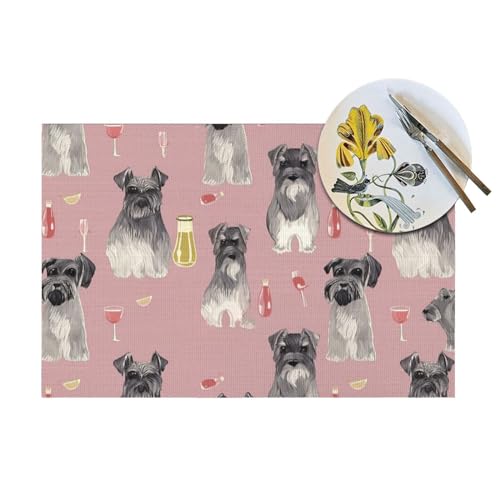 Sets de table imprimés Schnauzer antidérapants cuisine 45x30 cm