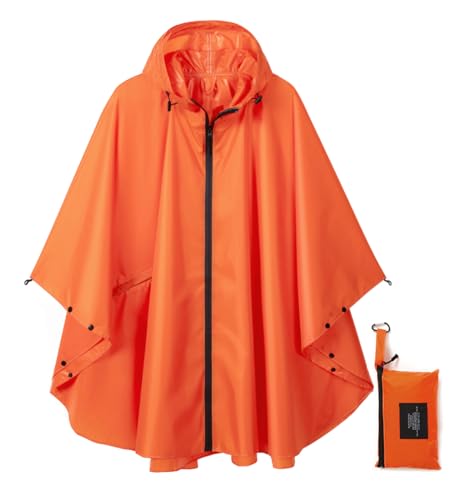 Image of salamra Rain Poncho Jacket - Hooded Waterproof Raincoat with Pocket for Women Men Adults