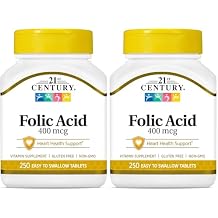 21st Century Folic Acid 400 mcg Tablets, 250-Count Pack of 2