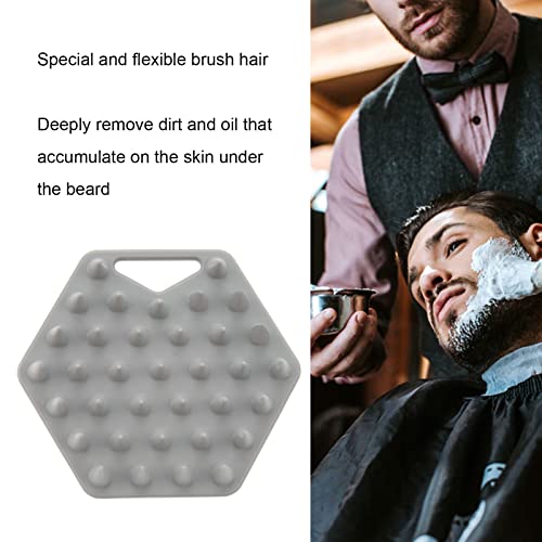 Beard Scrubber Brush, Beard Exfoliator Brush Remove Dead Skin Suction Cup Soft Silicone for Salon Use (Grey) - Image 3