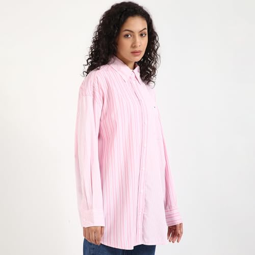Image of Tommy Hilfiger Striped Relaxed Fit Cotton Shirt