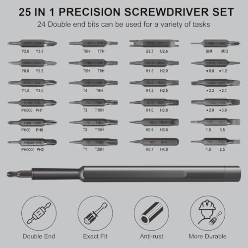Image of 24 In 1 Mini Precision Screwdriver Set with Magnetic Head | Multi-purpose Alloy Bits for Mobile Phone, Tablet, PC & Household Repair Tool Kit