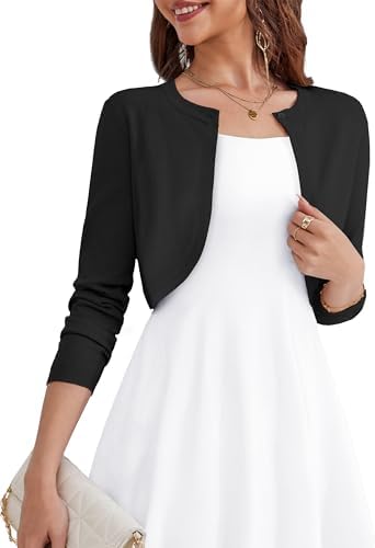 OmicGot Women's Long Sleeve Cardigan Knit Sweaters Cropped Open F...