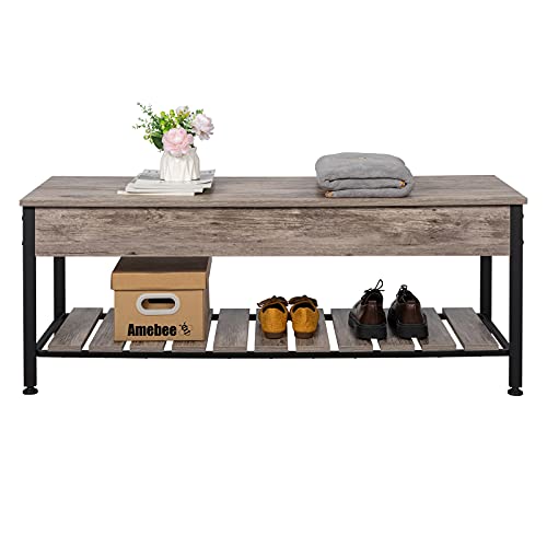 Shoe Bench Rack Entryway Shoe Bench Storage Organizer Shelf Lift Top Metal Frame Bed End Stool By Amebee Modern Seat Industrial Look For Hallway Shoe Organizer Shelf For Bedroom Hallway Trendy Living #TOP30