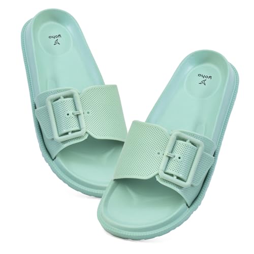 Image of YOHO Grape Sliders for Women & Girls | Stylish,Cushioned, Lightweight Slides & Waterproof Flip Flops | Adjustable Buckle | Comfortable Monsoon Footwear